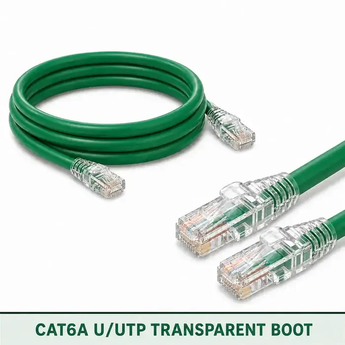 Cat6A U/UTP 6A3RMULXXX Series | 23 AWG Transparent Network Patch Cord green color