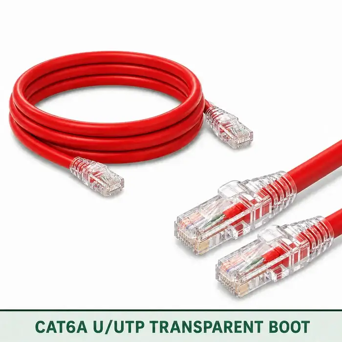 Cat6A U/UTP 6A3RMULXXX Series | 23 AWG Transparent Network Patch Cord red color