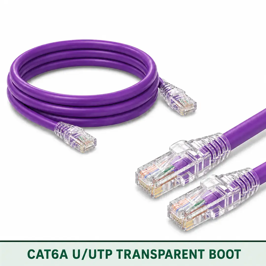 Cat6A U/UTP 6A3RMULXXX Series | 23 AWG Transparent Network Patch Cord violet color Cat6A U/UTP 6A3RMULXXX Series | 23 AWG Transparent Network Patch Cord violet color
